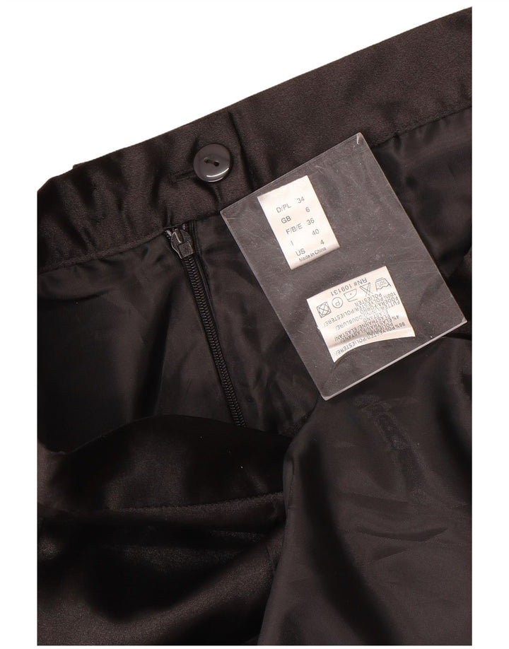 Saia maxi feminina vintage UK 6 XS W24 poliéster preto