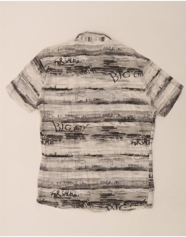 Camisa masculina Quiksilver Graphic de manga curta XL cinza algodão geométrico