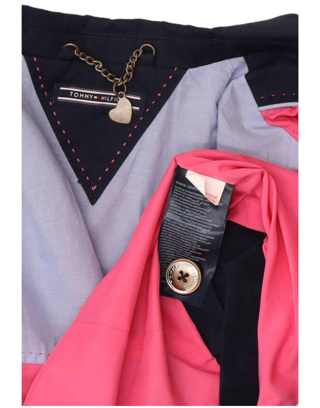 Jaqueta blazer TOMMY HILFIGER feminina com 1 botão 9-10 anos azul marinho algodão