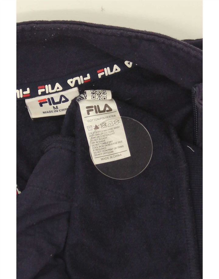 Moletom masculino Fila com gola com zíper e moletom médio azul marinho colorblock
