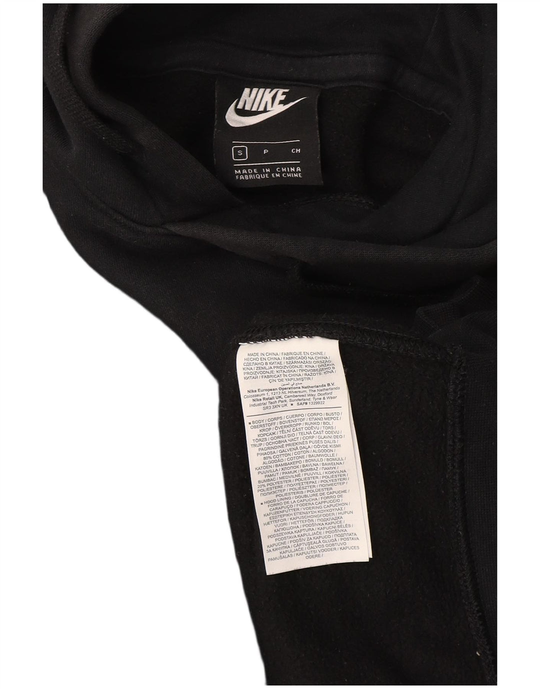 Nike Mens Hoodie Jumper Pequeno Algodão Preto