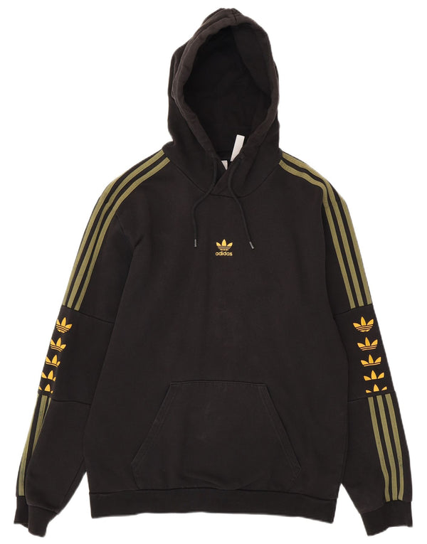 ADIDAS Mens Graphic Hoodie Jumper Medium Black Cotton