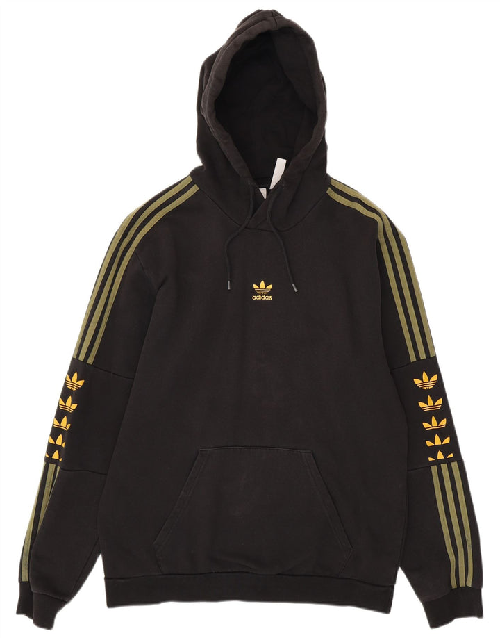 ADIDAS Mens Graphic Hoodie Jumper Médio Algodão Preto