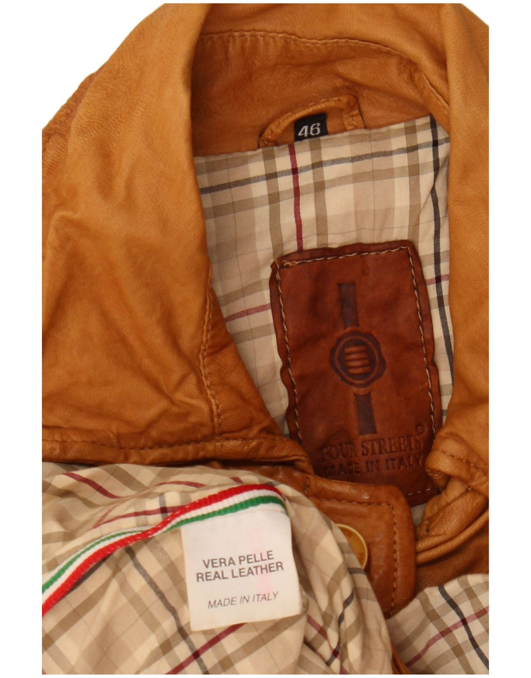 Jaqueta de couro feminina vintage IT 46 grande couro marrom
