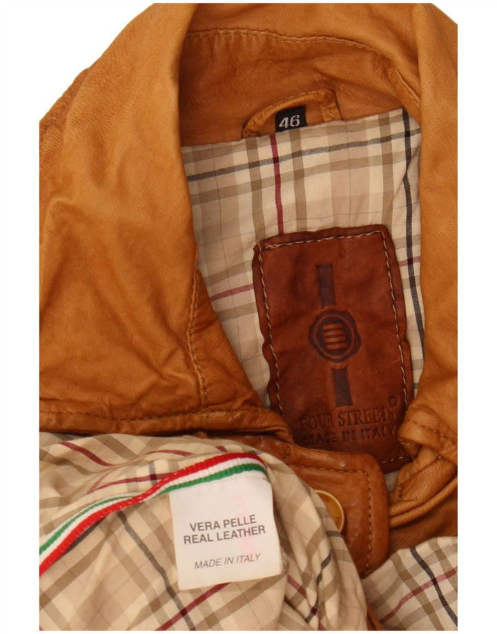 Jaqueta de couro feminina vintage IT 46 grande couro marrom