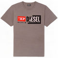 Diesel Camiseta masculina gráfica Top algodão manchado cinza médio