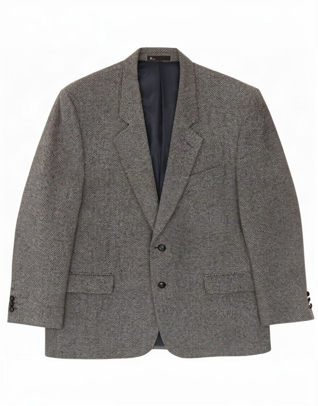 Jaqueta blazer masculina Bhs Harris Tweed com 2 botões Reino Unido 46 3XL lã cinza