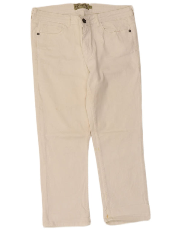 Calça jeans feminina Fat Face UK 14 grande W34 L24 algodão branco