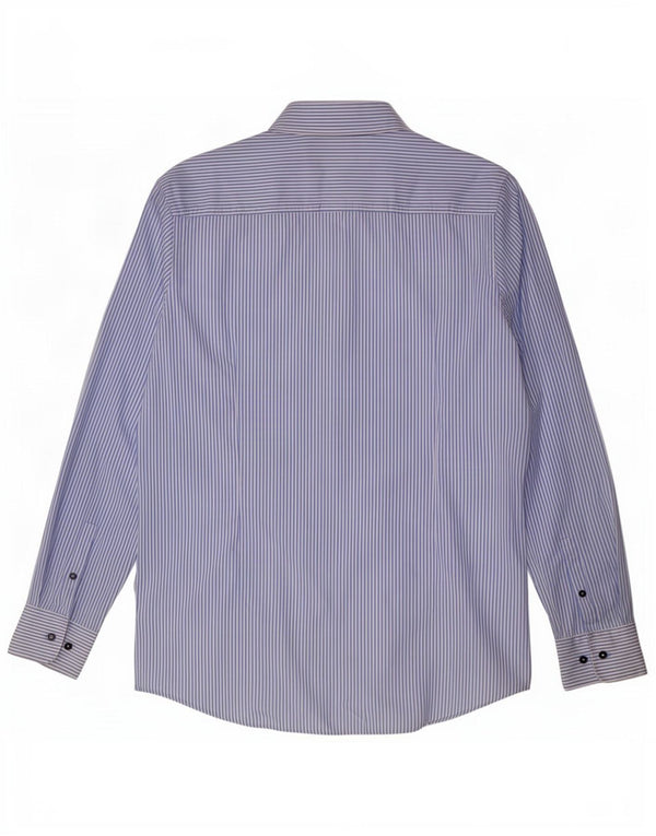 Hugo Boss Mens Slim Fit Camisa Tamanho 41 16 Grande Risca Azul