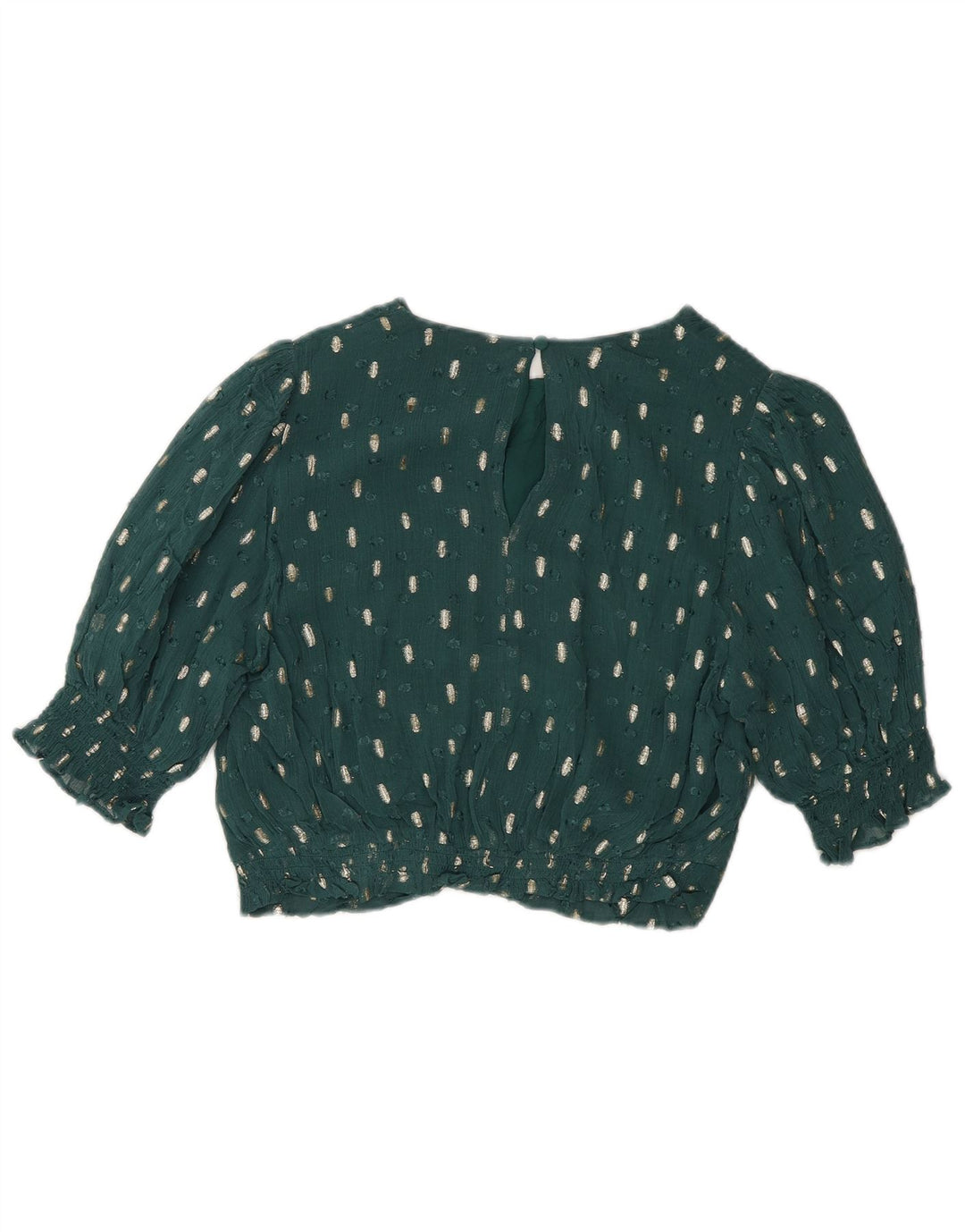 Blusa cropped feminina Boden Reino Unido 12 viscose manchada verde médio