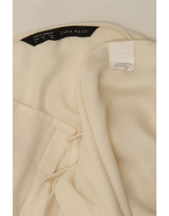 Blusa feminina sem mangas Zara Reino Unido 16 grande poliéster branco