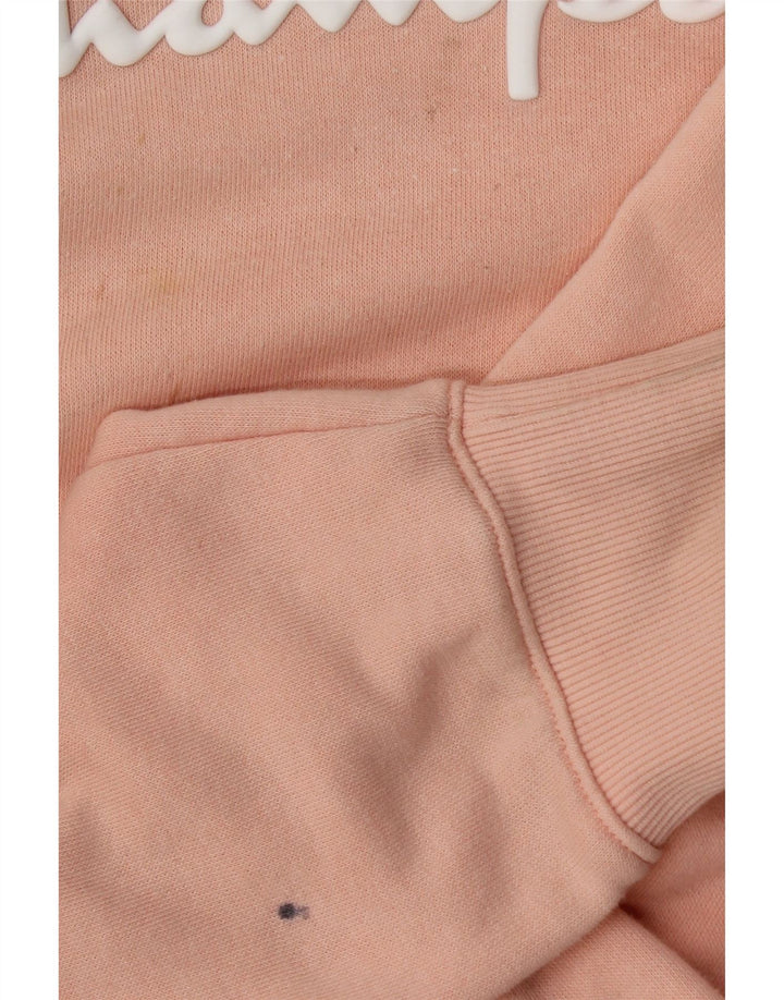 CHAMPION Suéter feminino com capuz gráfico Reino Unido 16 grande algodão rosa