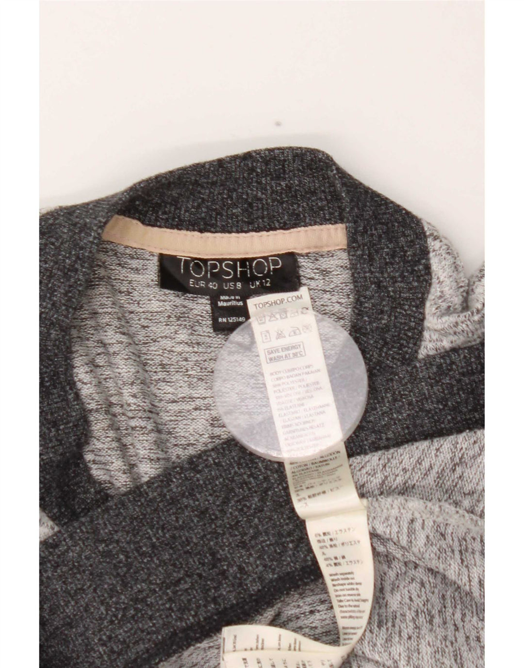 Suéter feminino Topshop com gola redonda Reino Unido 12 cinza médio manchado