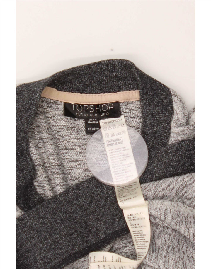 Suéter feminino Topshop com gola redonda Reino Unido 12 cinza médio manchado