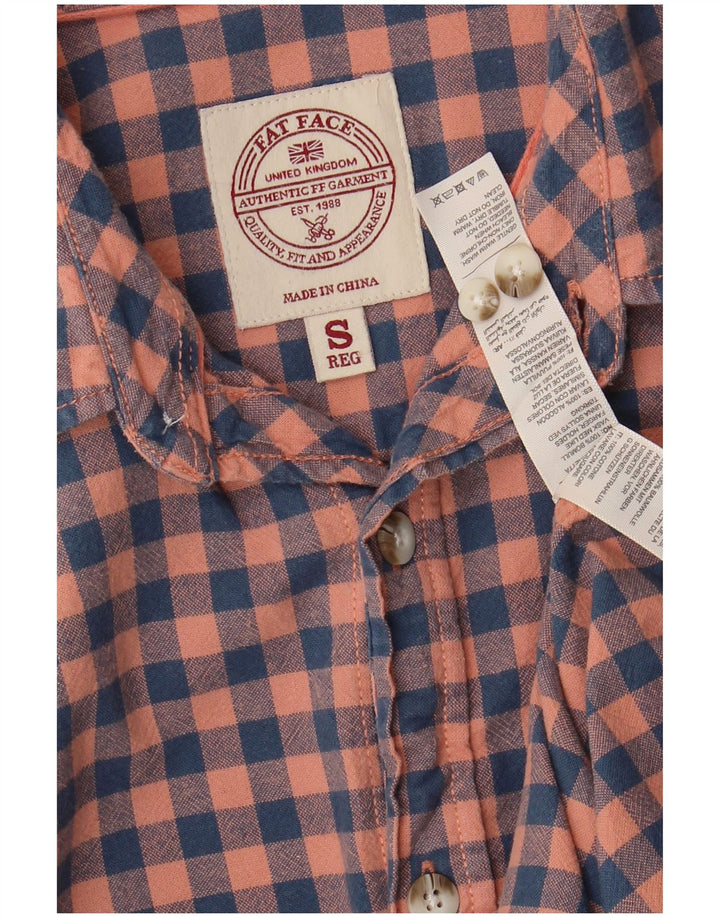 Camisa masculina FAT FACE pequena laranja algodão guingão