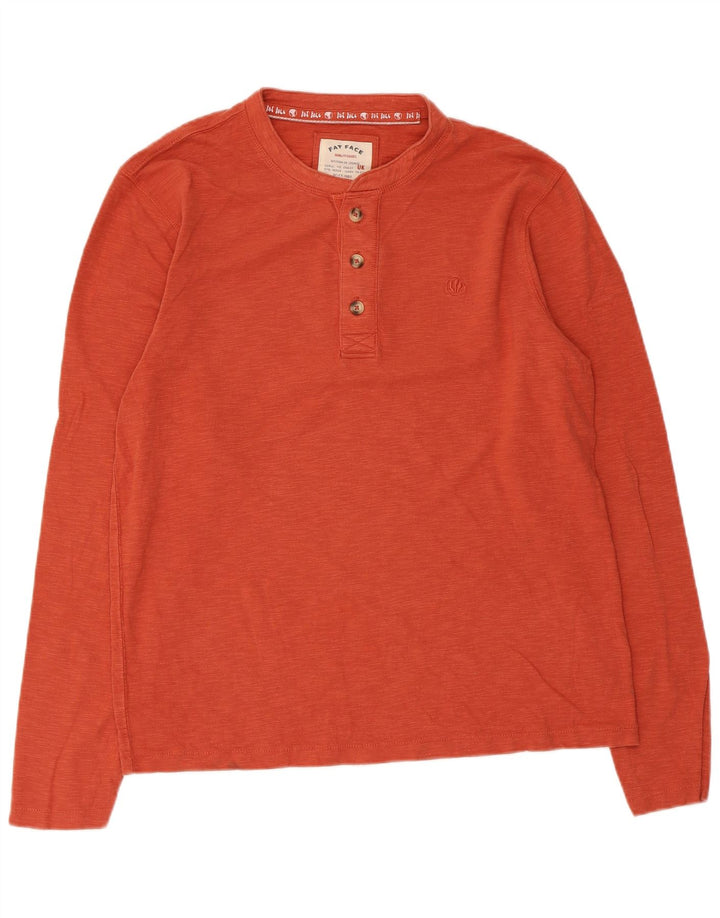 Fat Face Mens Top Manga Longa Médio Laranja Salpicado