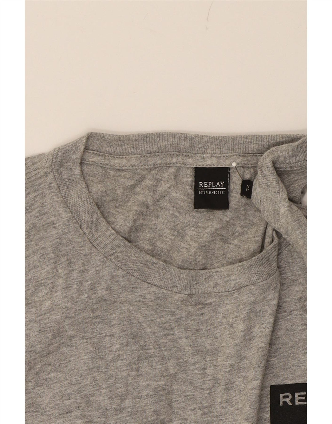 REPLAY Womens T-Shirt Top UK 18 XL Grey Cotton Vintage Replay and Second-Hand Replay from Messina Hembry 
