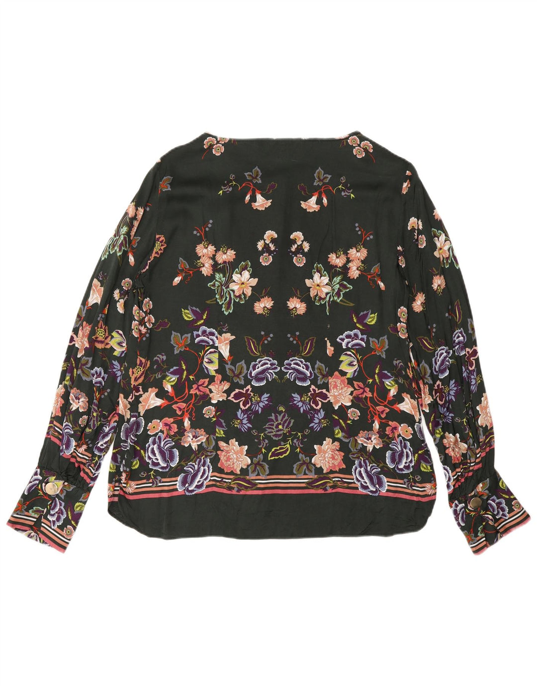 Blusa feminina Massimo Dutti de manga comprida EU 40 verde médio floral
