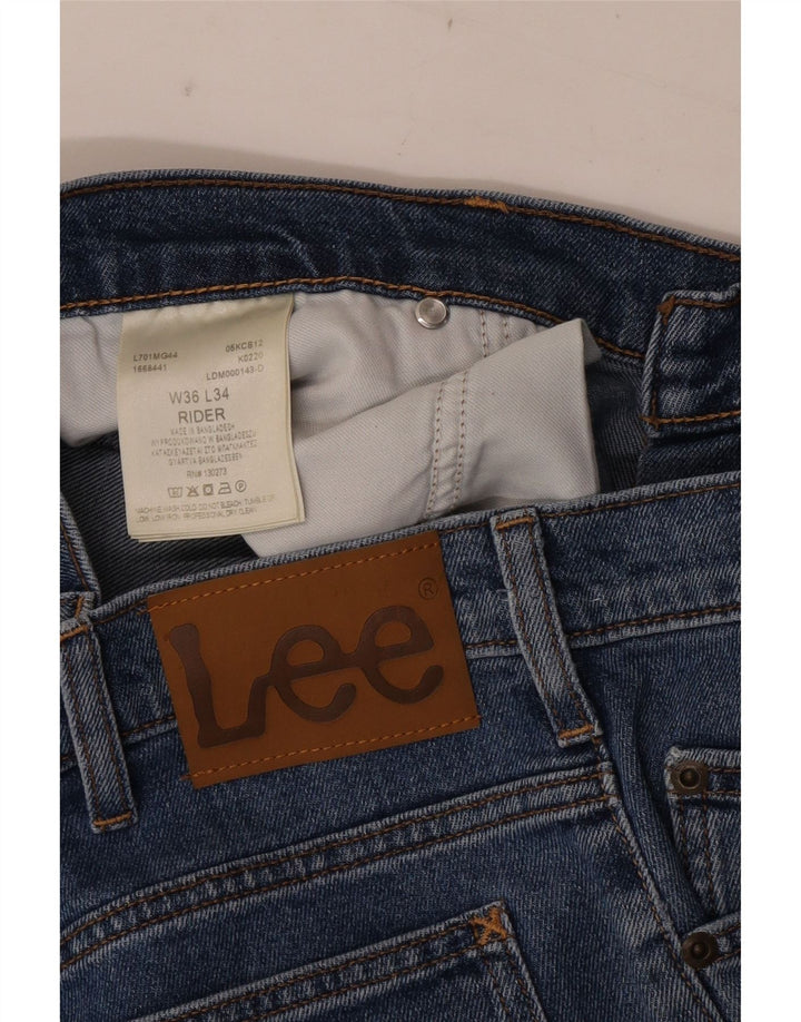 Lee Mens Rider Straight Jeans W36 L30 Azul Algodão