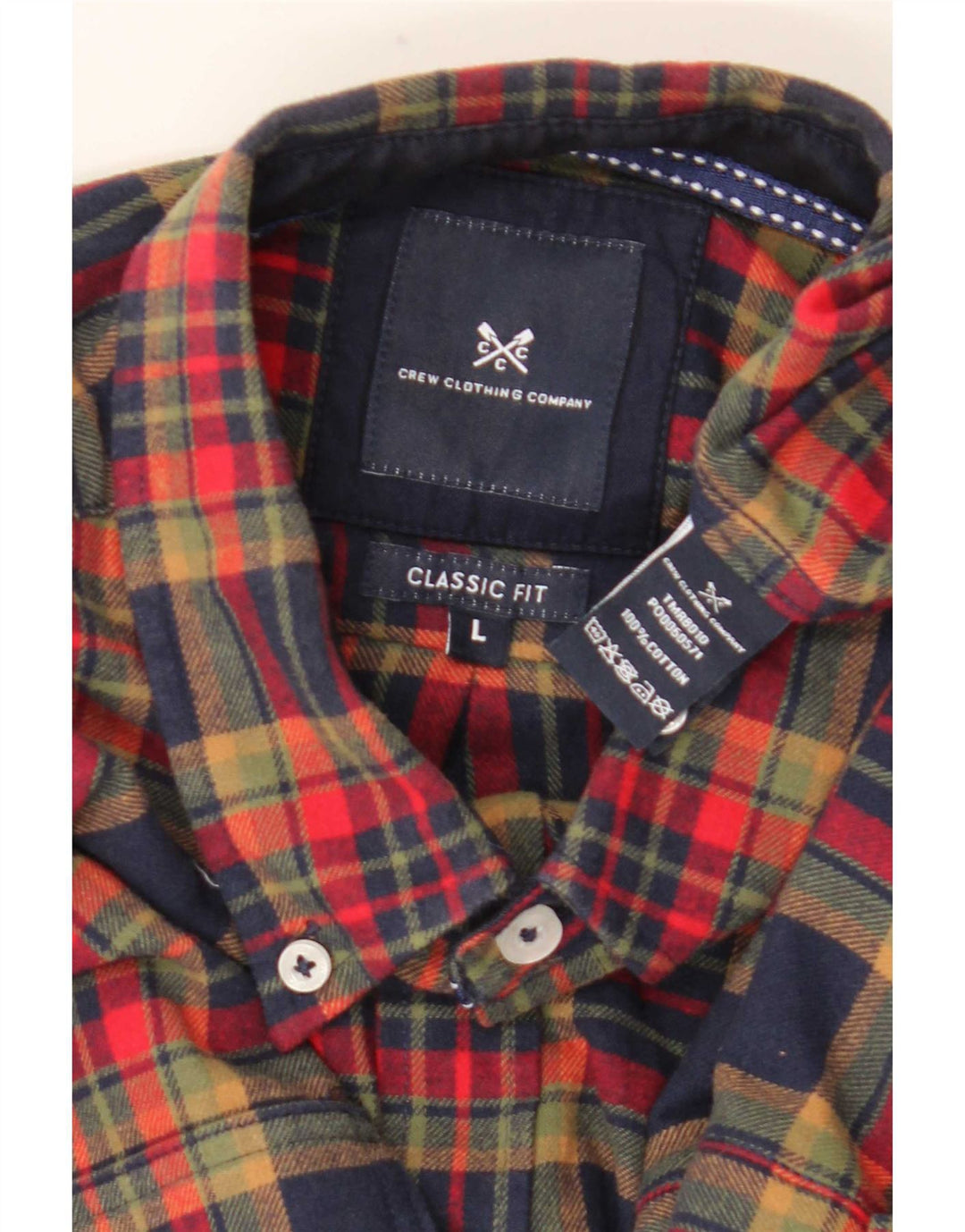 Camisa masculina de flanela de ajuste clássico da Crew Clothing grande xadrez multicolorida