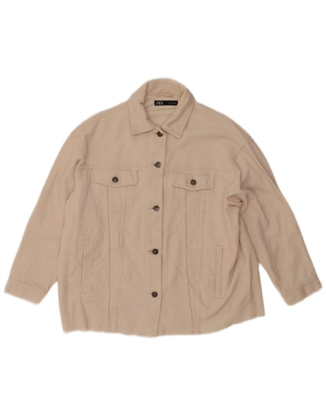 Jaqueta feminina de veludo cotelê Zara UK 10 pequeno algodão branco