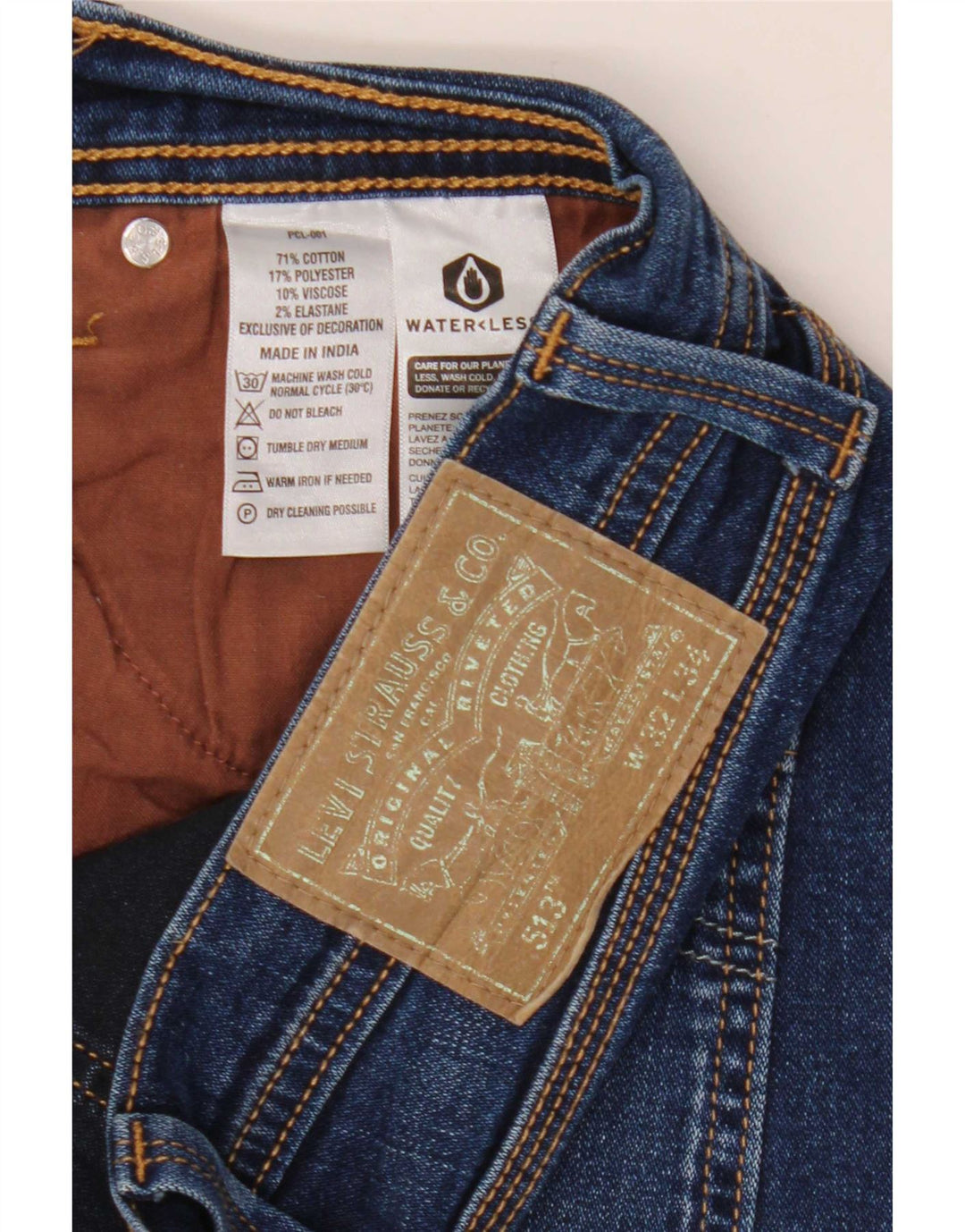 Calça jeans masculina Levi's 513 Slim Straight W32 L34 azul algodão