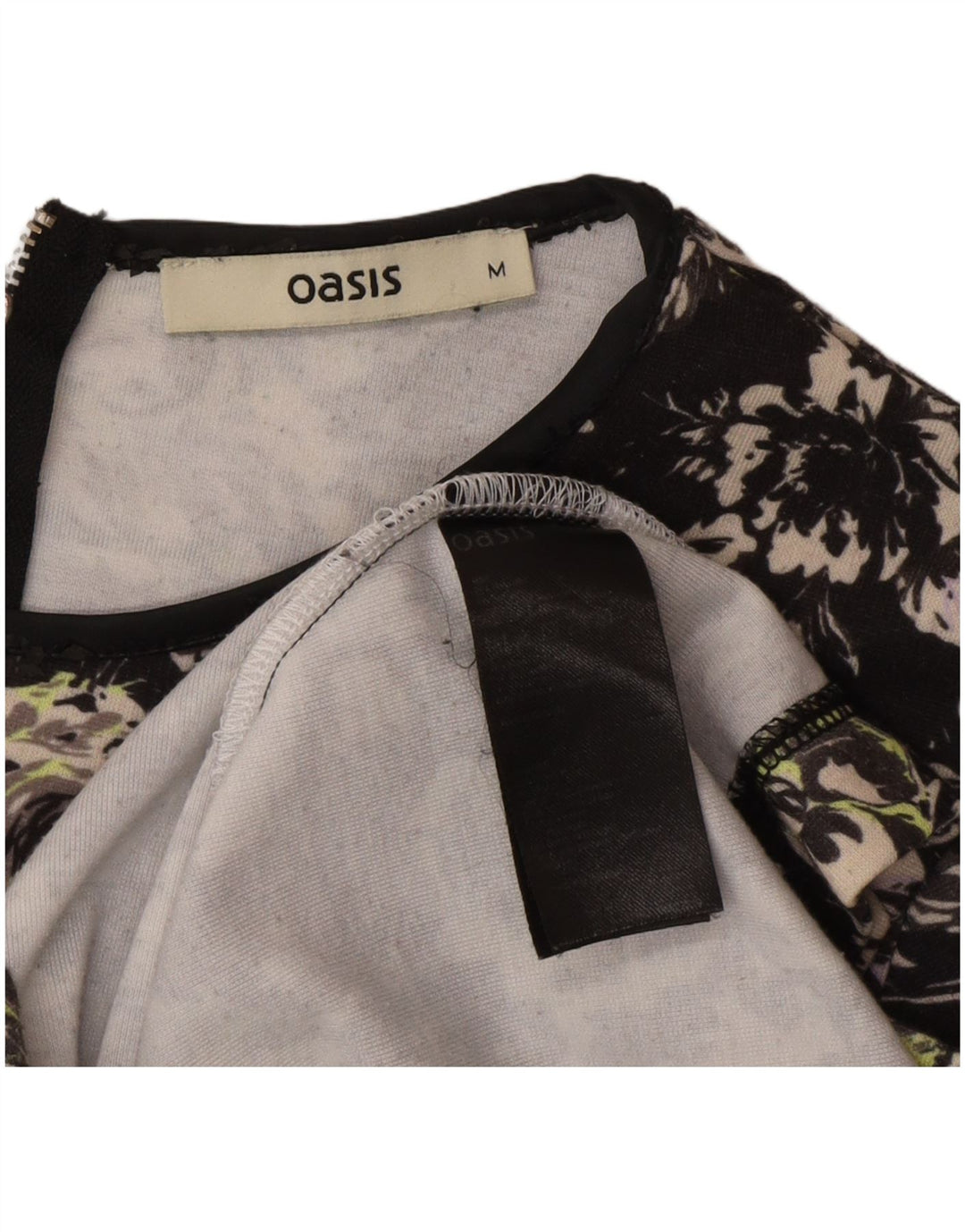 Vestido básico feminino Oasis UK 14 poliéster floral preto médio