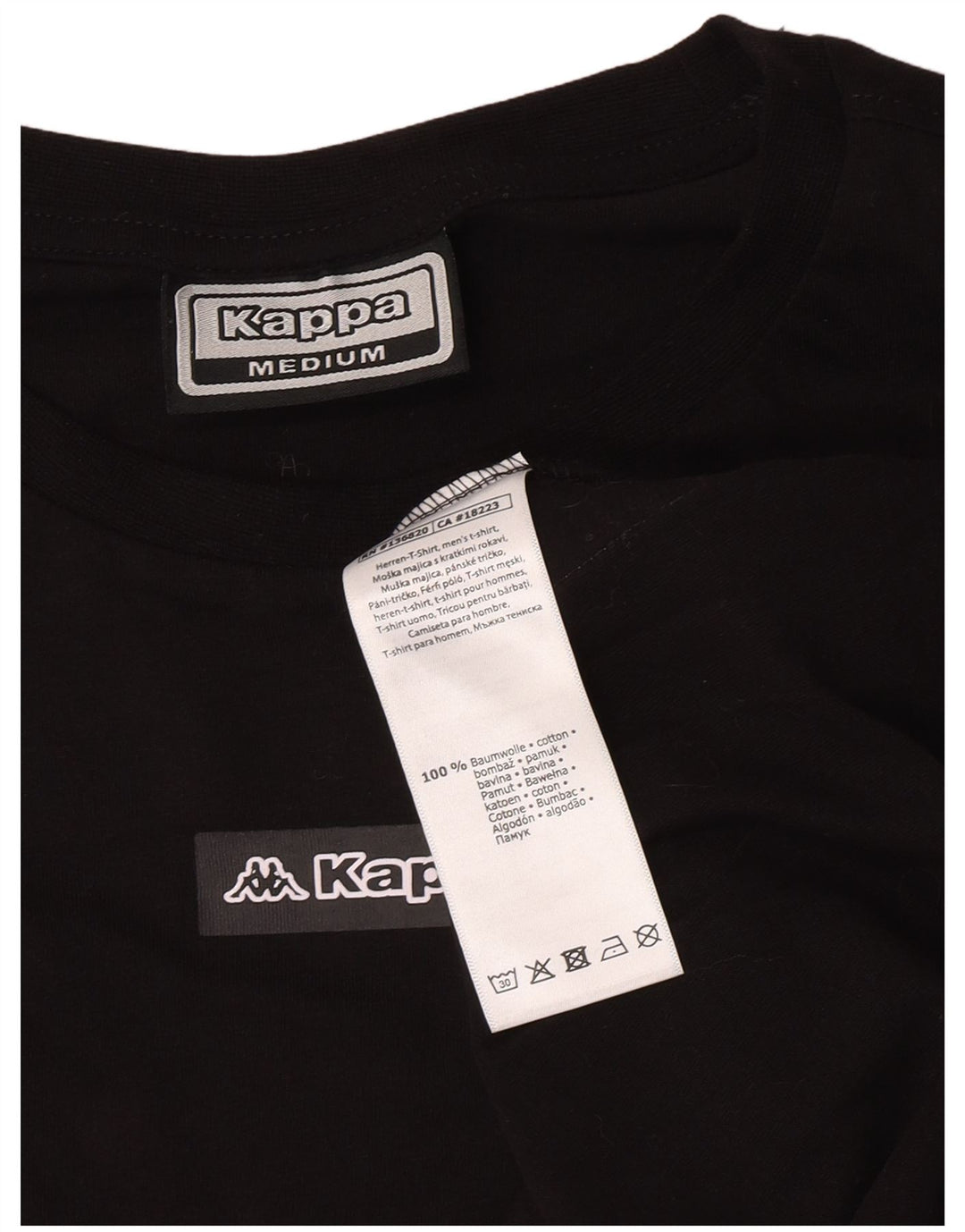 Camiseta gráfica masculina Kappa Top médio preto colorblock algodão