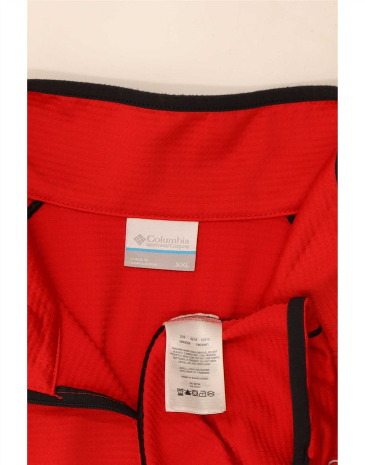Suéter de lã masculino Columbia com zíper e gola 2XL poliéster listrado vermelho