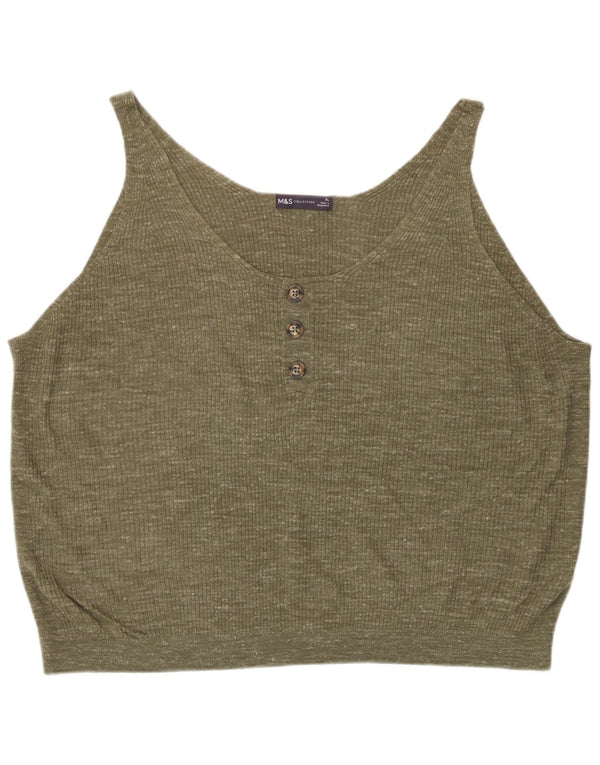 Colete oversized feminino Marks & Spencer UK 18 XL acrílico manchado verde