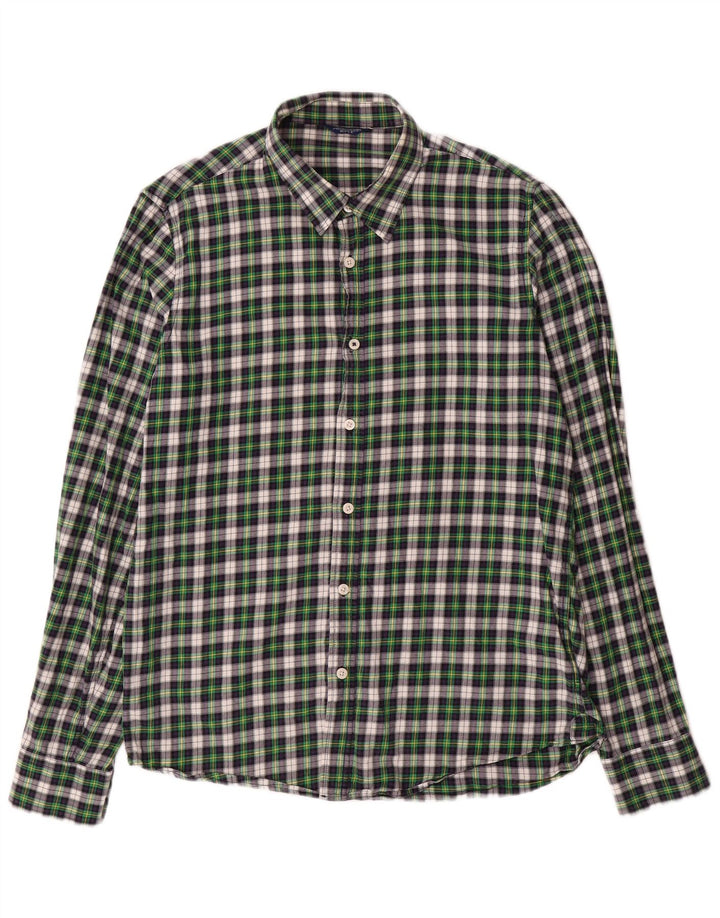 Camisa masculina de flanela Rifle de algodão xadrez verde médio