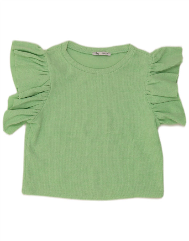 Zara Womens Crop Top UK 10 Pequeno Verde