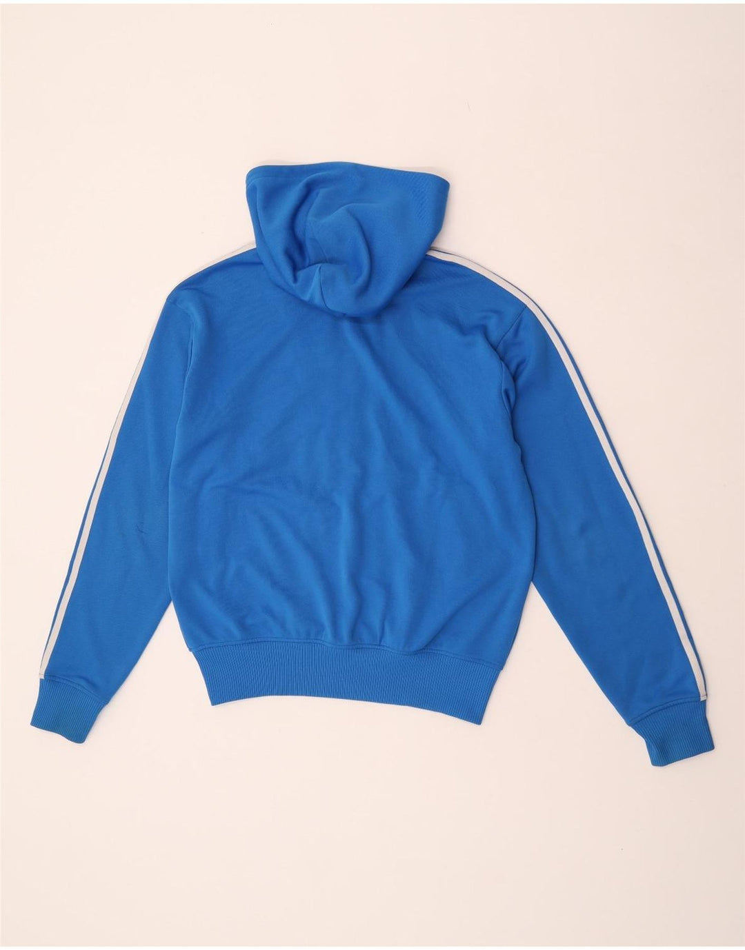 Suéter Adidas masculino com capuz e zíper gráfico azul médio poliéster