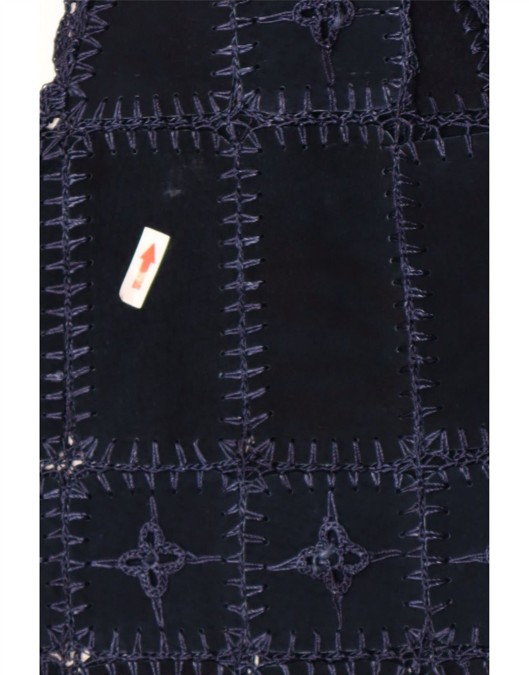 Colete feminino vintage de camurça UK 14 patchwork azul marinho médio