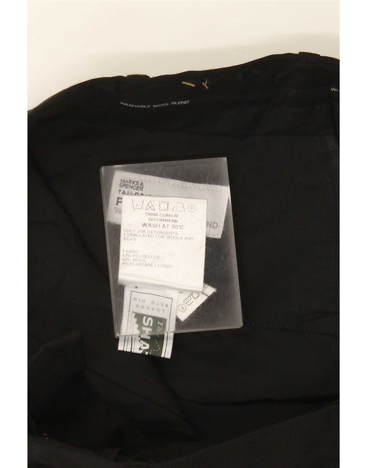 Calça masculina de terno reto Marks & Spencer W30 L33 poliéster preto