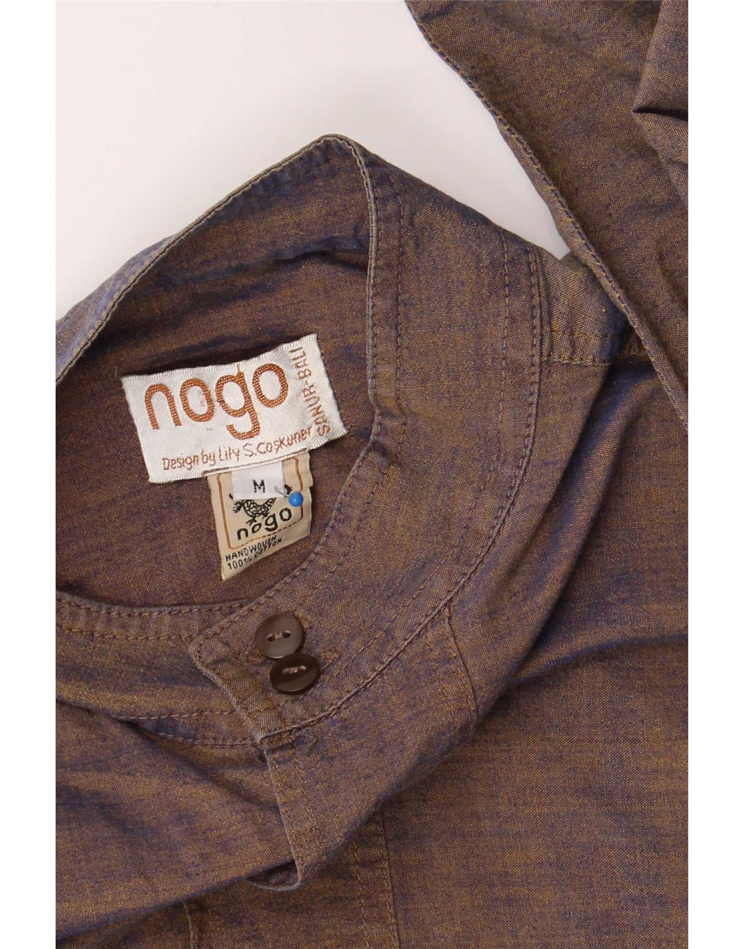Camisa masculina vintage de algodão marrom médio