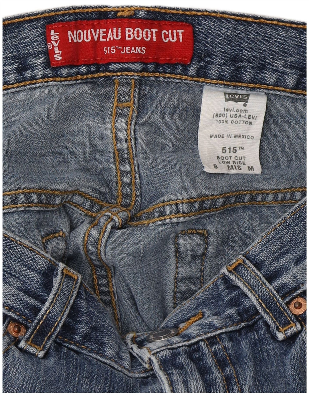 Jeans feminino Levi's 515 cintura baixa bootcut US 8 médio W30 L31 algodão azul