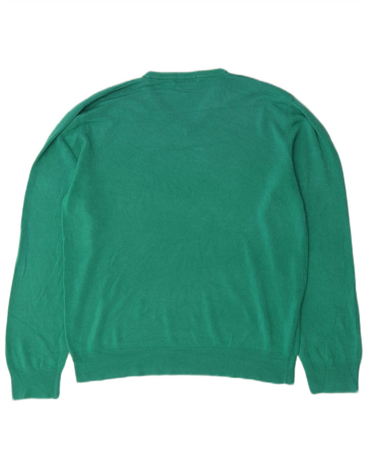 Suéter masculino Marks & Spencer Blue Harbor com decote em V grande verde