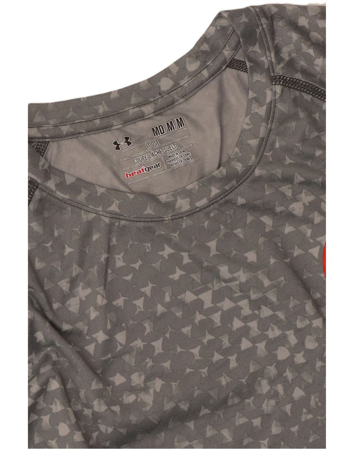 Camiseta masculina Under ARMOR Heat Gear Top cinza médio geométrico
