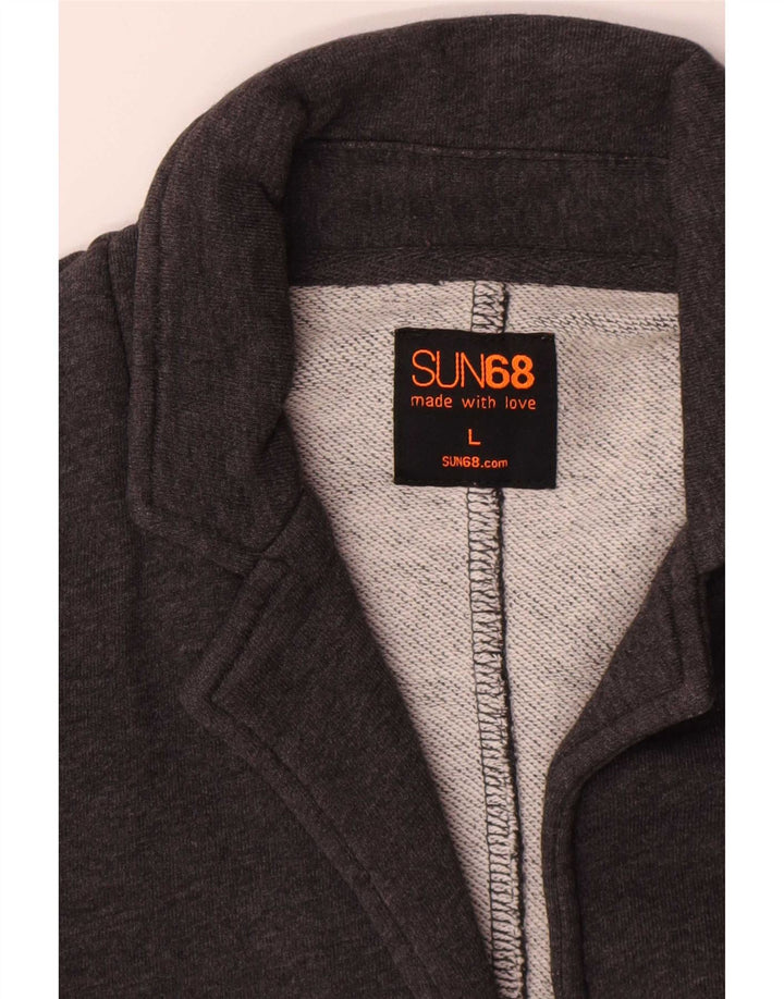 Jaqueta blazer feminina Sun68 com 2 botões Reino Unido 14 grande algodão cinza