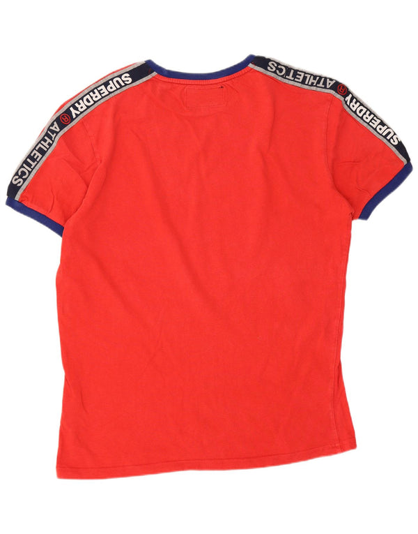 Camiseta gráfica masculina Superdry Top grande algodão colorblock vermelho