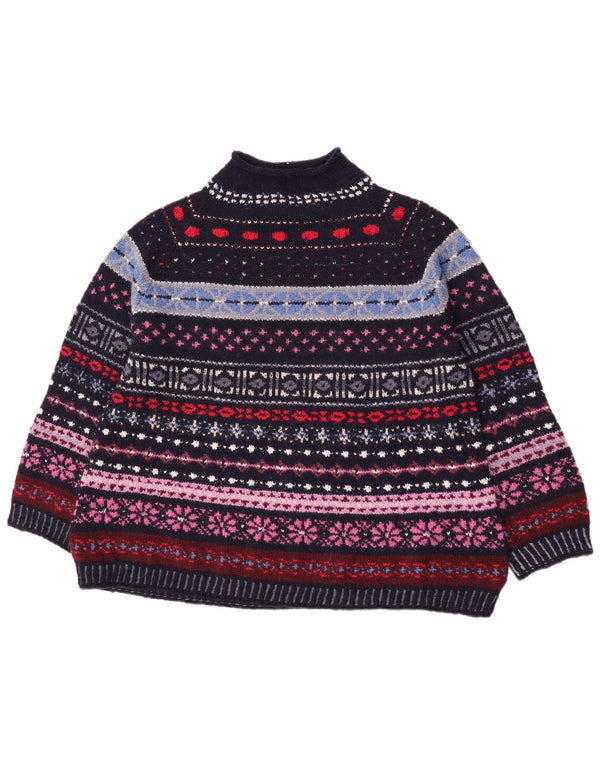 Suéter feminino vintage com gola tartaruga UK 18 XL multicolorido retrô