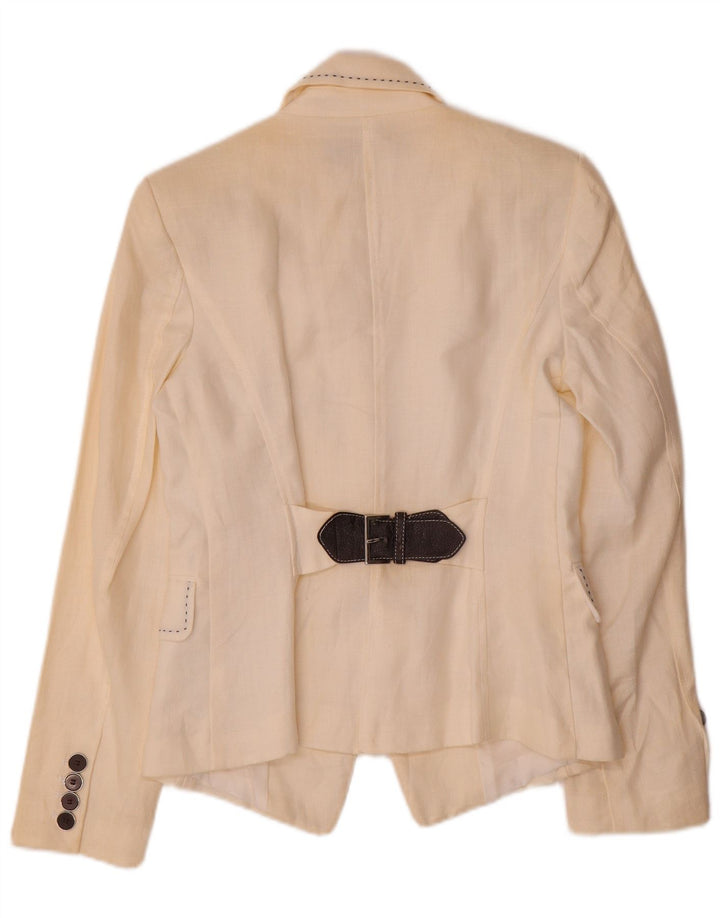 Jaqueta blazer feminina Zara com 1 botão Reino Unido 12 poliéster branco médio