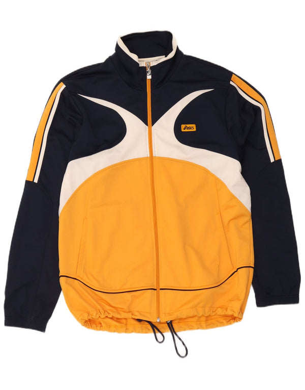 Asics Mens Tracksuit Top Jacket Grande Azul Marinho Colourblock Poliéster