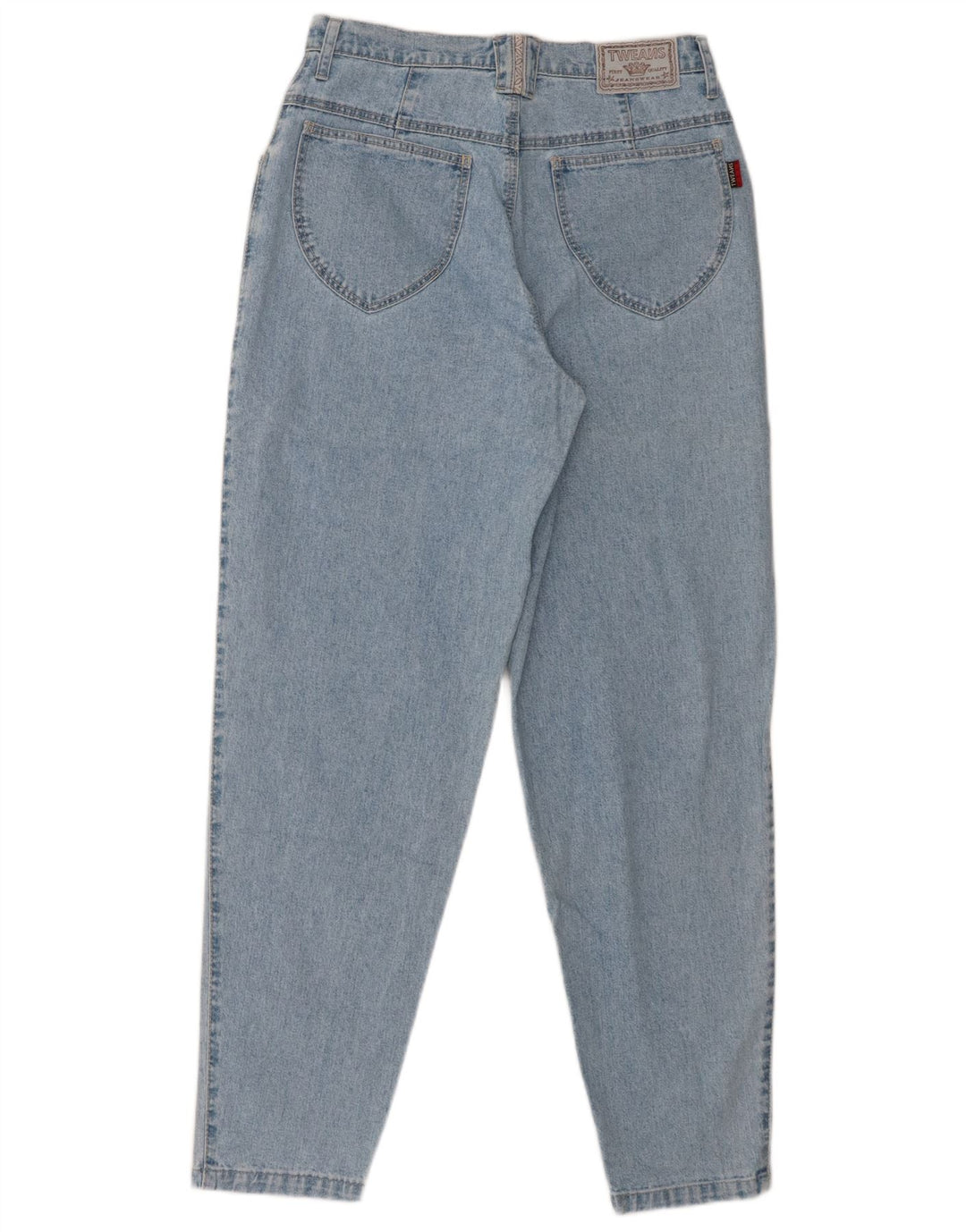 Jeans cônicos femininos vintage W28 L30 azul