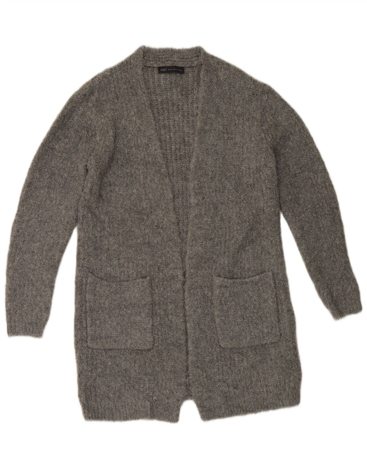 Marks & Spencer Suéter feminino Longline Open Cardigan Reino Unido 10 Pequeno Cinza