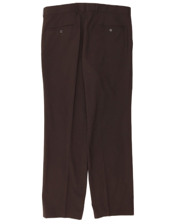 Calça masculina Hugo Boss de terno reto IT 50 grande W34 L32 lã virgem marrom