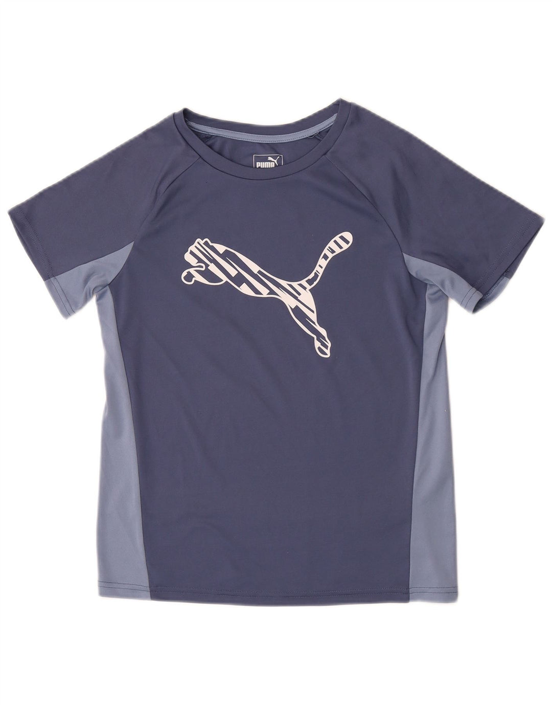 Camiseta feminina Puma com estampa gráfica UK 12 poliéster bloco colorido azul médio