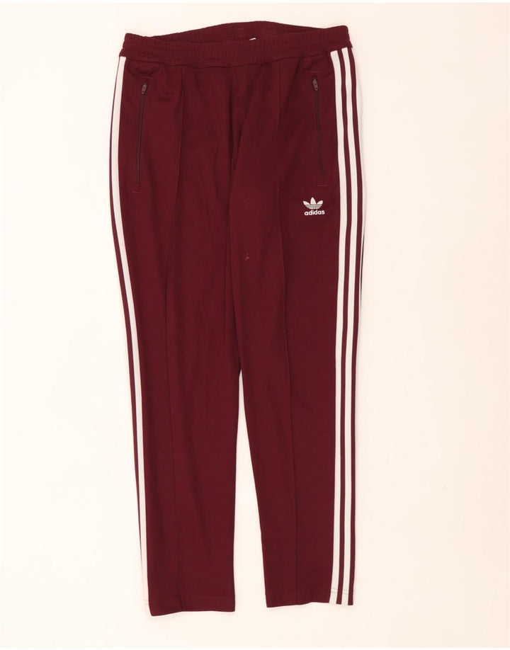 Adidas Mens Calças de Treino Médio Algodão Borgonha