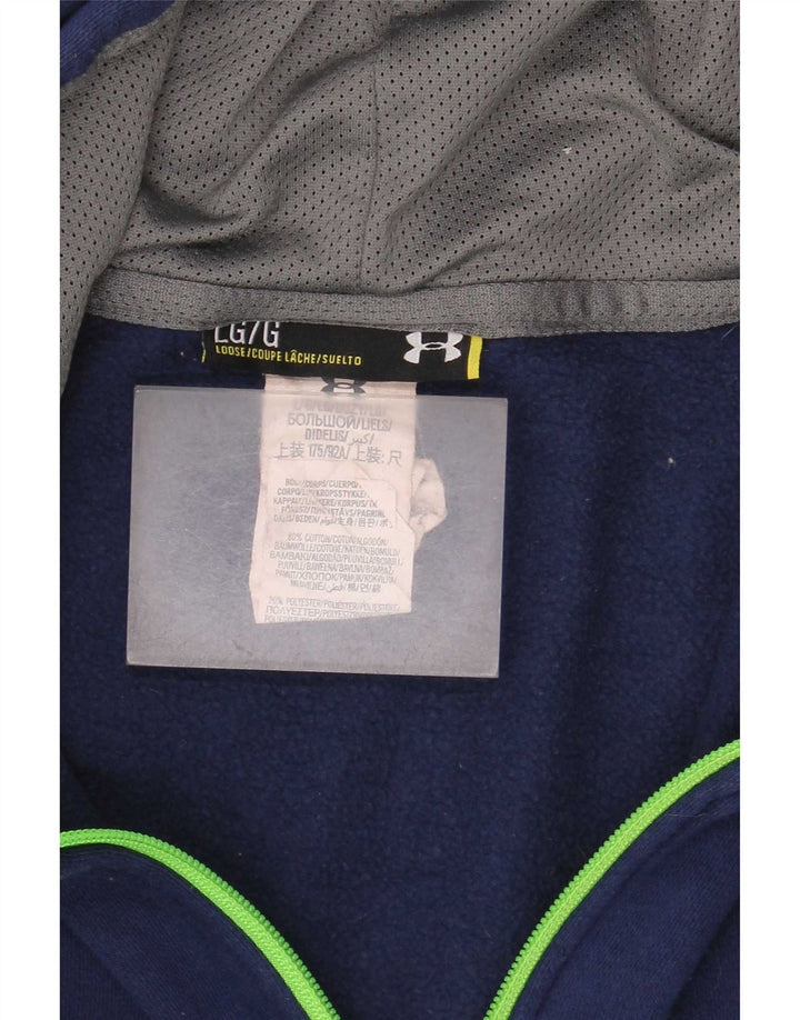 Suéter masculino Under Armour com capuz e zíper grande algodão azul